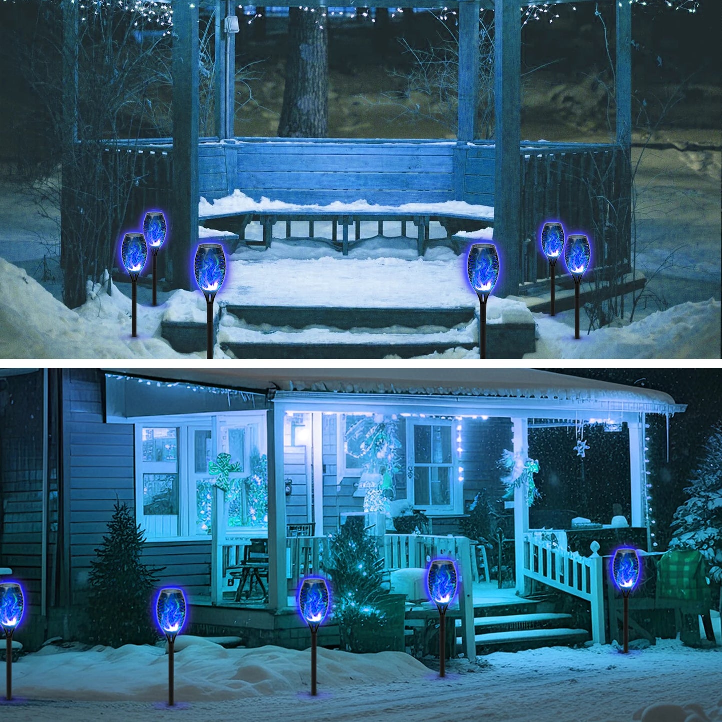 Solar Torch Lights Outdoor Flickering Flame Garden Decor