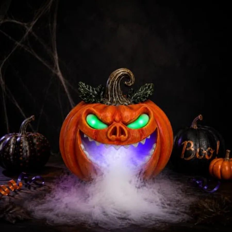 Halloween Pumpkin Fog Machine Decor With Glowing Eyes And Mist