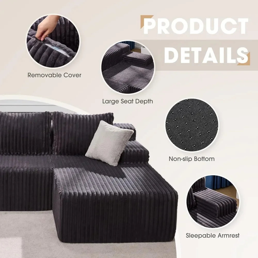 Cloud Modular L Shape Sectional Sofa With Memory Foam Chaise