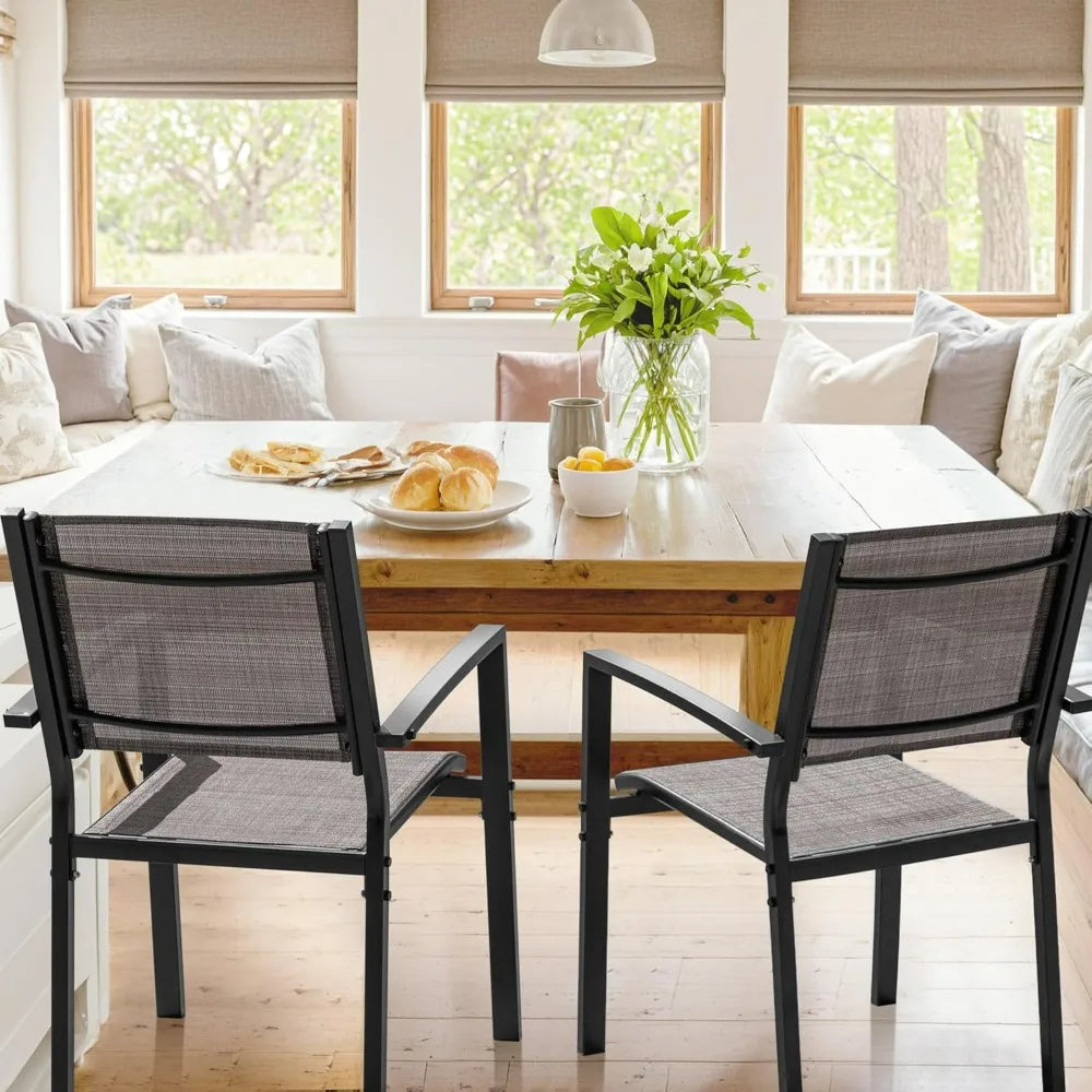 Flamaker Textilene Patio Chairs Set of 6 Stackable Outdoor Dining