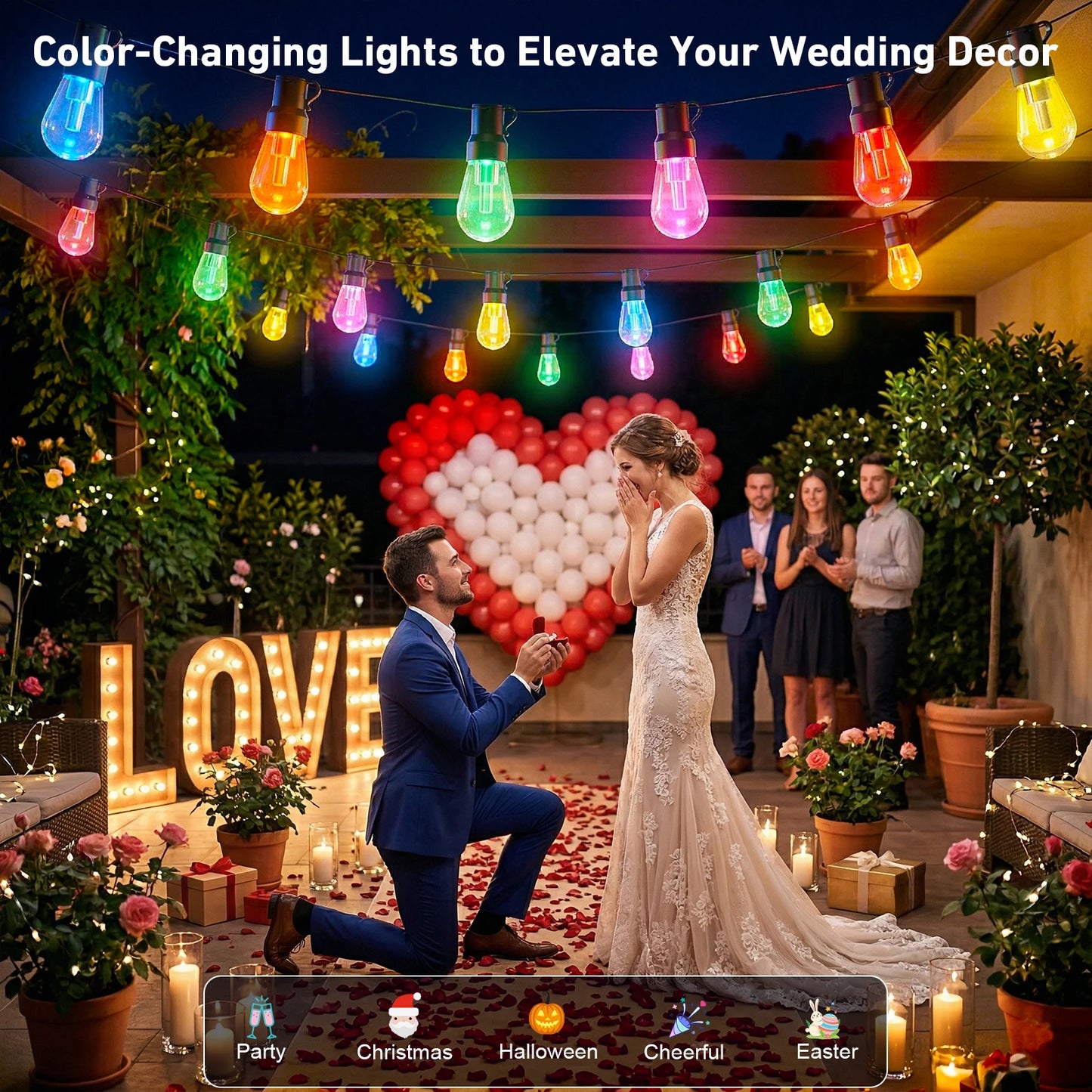 RGB IC Outdoor String Lights IP67 Waterproof With APP Remote
