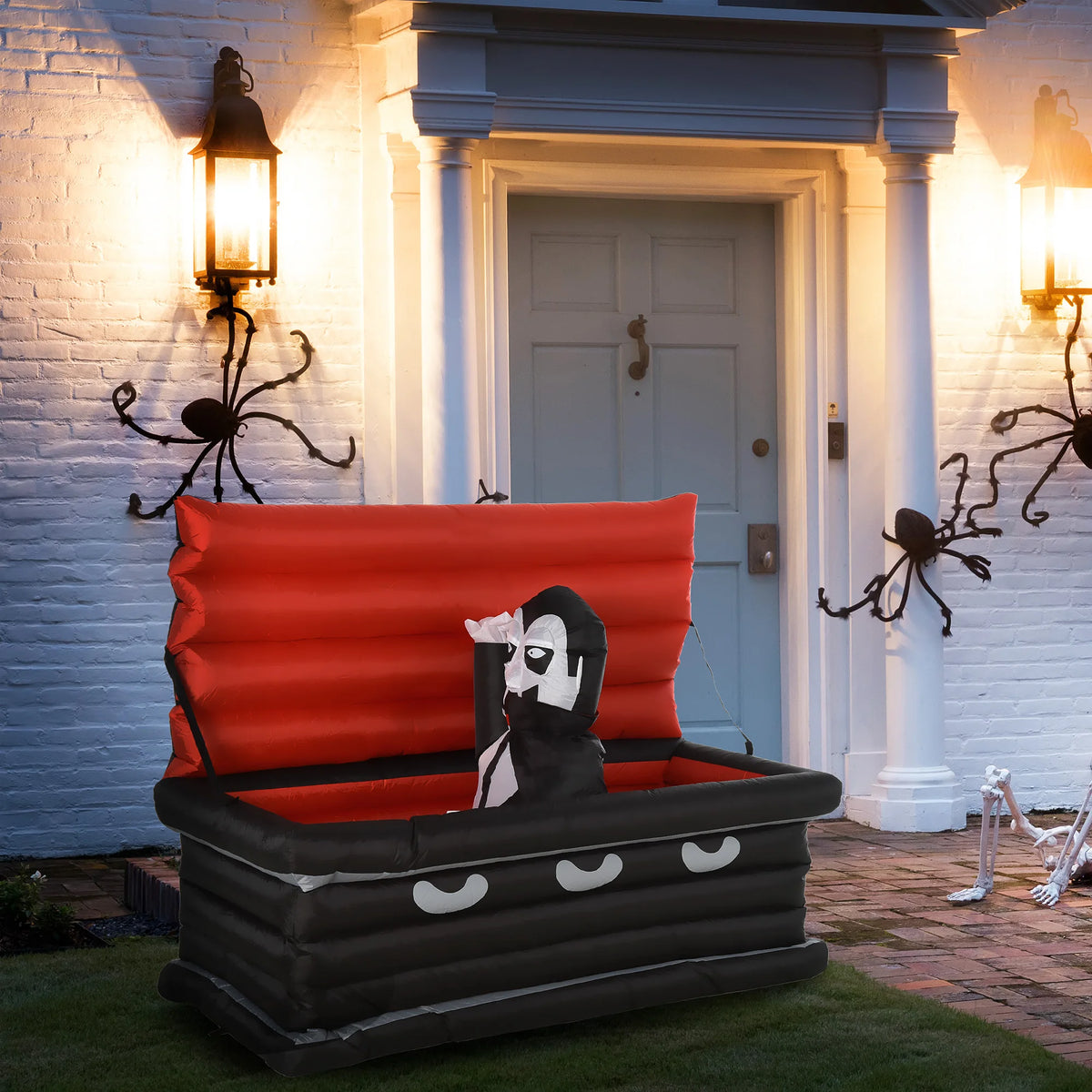 HOMCOM Inflatable Vampire Coffin Halloween Outdoor Display With LED Lights