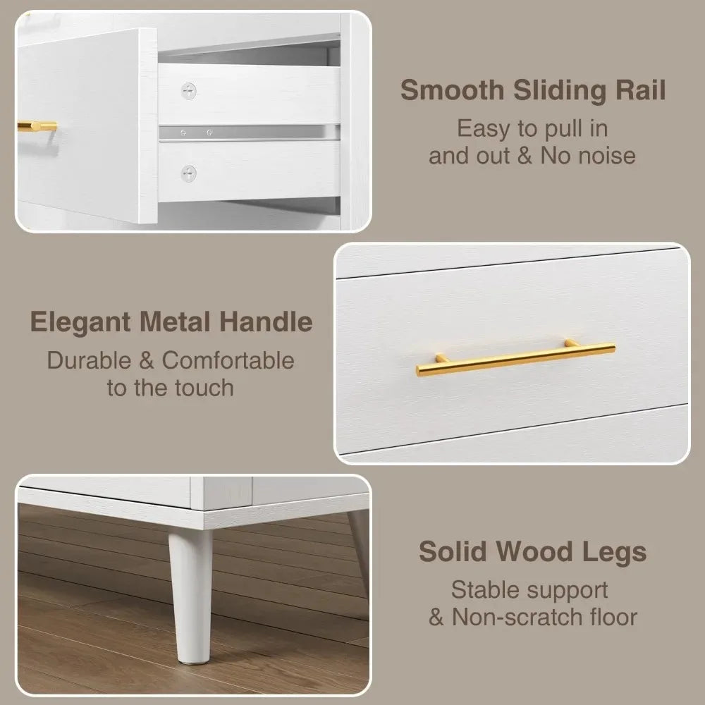 CHENGWEI 6-Drawer Dresser With Metal Handles Modern Wood