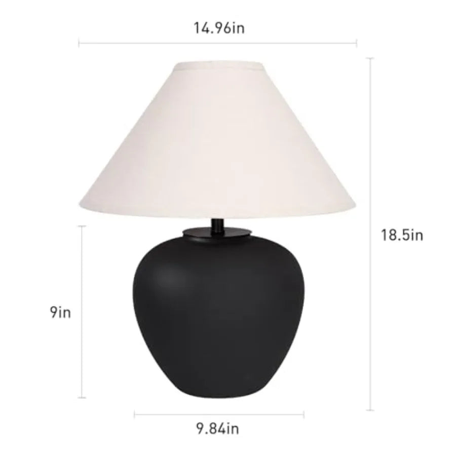 Ceramic Pot Table Lamp With Frosted Shade For Living Room