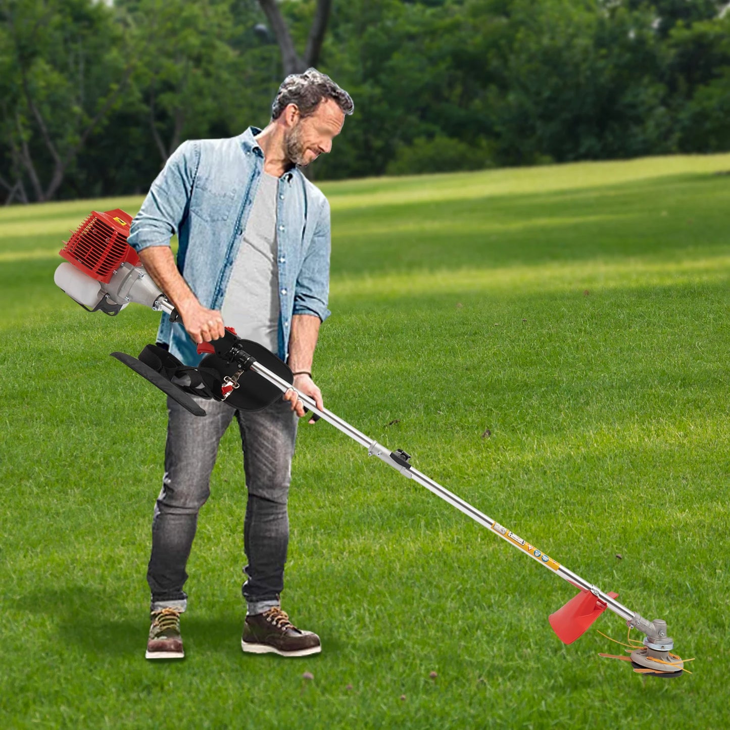 Weed Trimmer 43 CC 2 Stroke Lawn Wacker Eater Weed Grass Trimming Machine Easy Carry & Storage