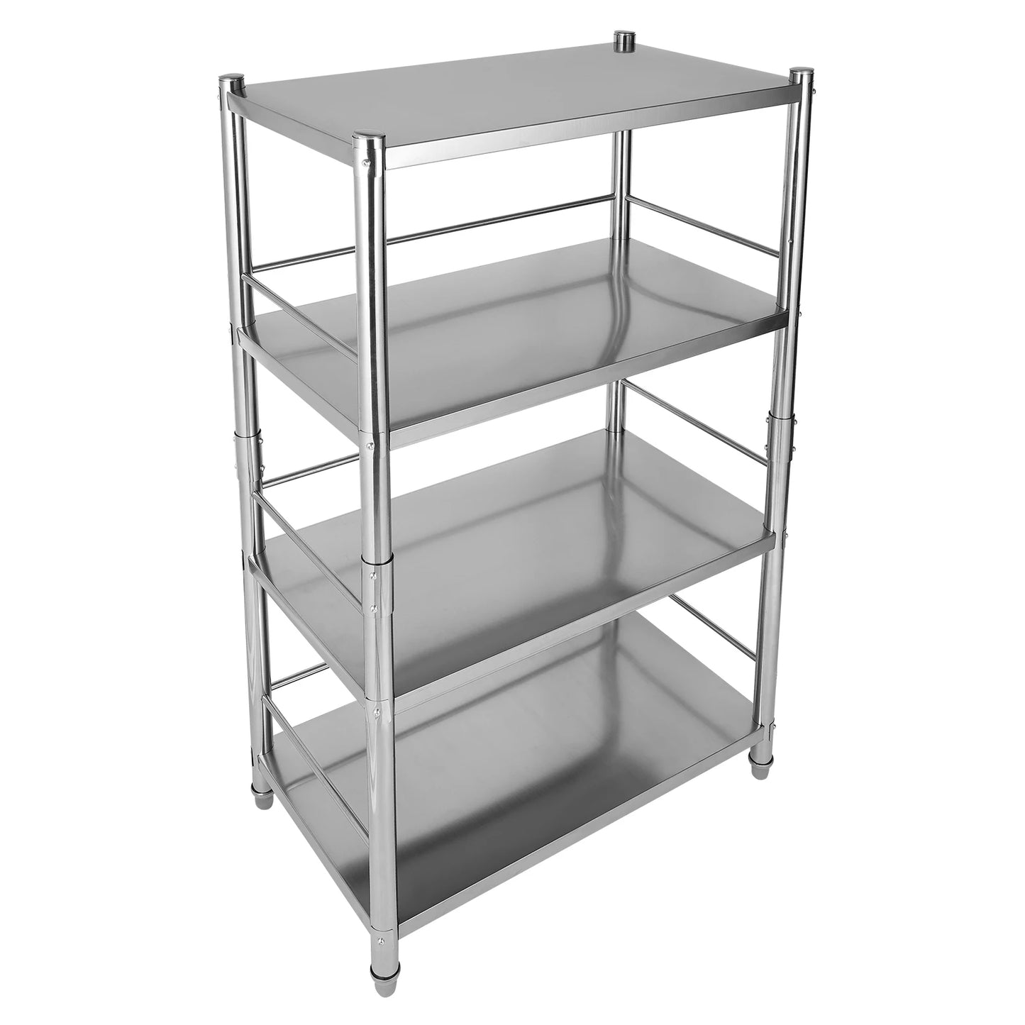 Heavy Duty Stainless Steel Shelving, 4-Tier with 200 lbs Load Capacity per Shelf, Ideal for Organizing Magazines, Beverages, and
