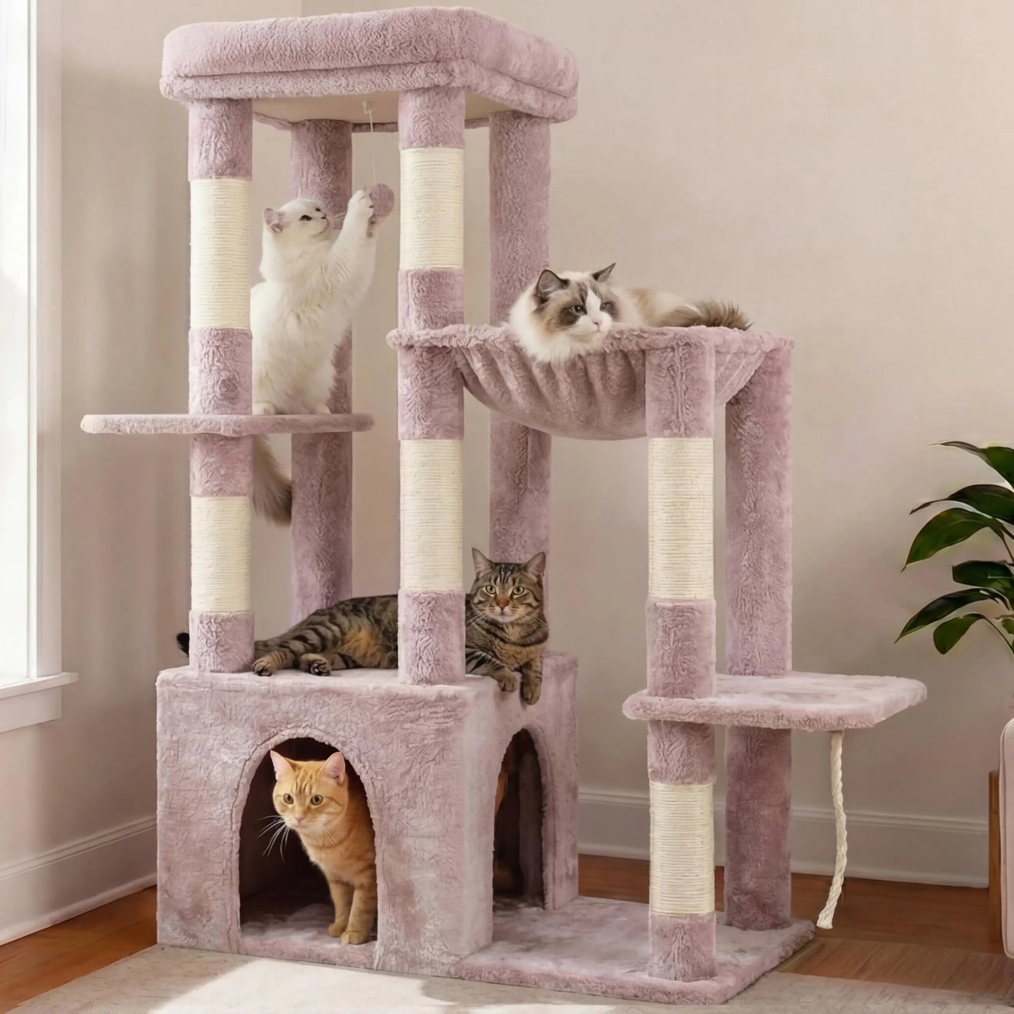 XIUWO Cat Tree For Indoor Cats Tall Multi Level Condo With Sturdy Base
