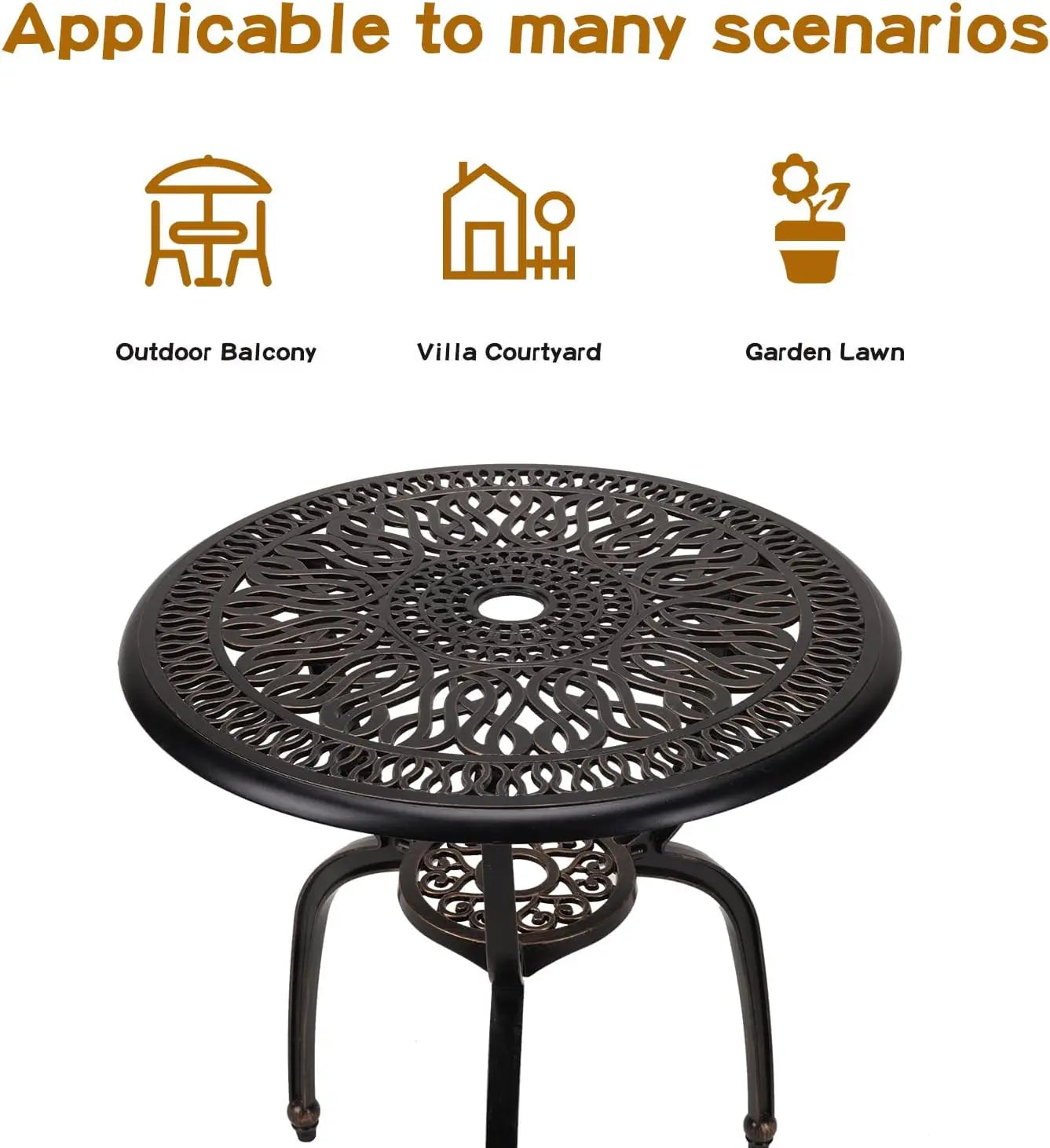 3-Piece Patio Bistro Furniture Set With Cast Aluminum Table