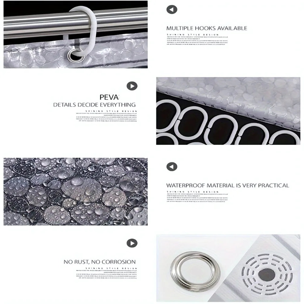 Pebble Pattern Shower Curtain Liner With Magnets Heavy Duty PEVA