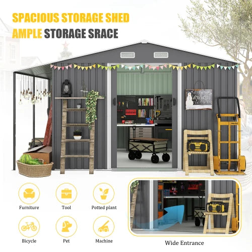 Outdoor Metal Storage Shed With Lockable Door And Chicken Coop