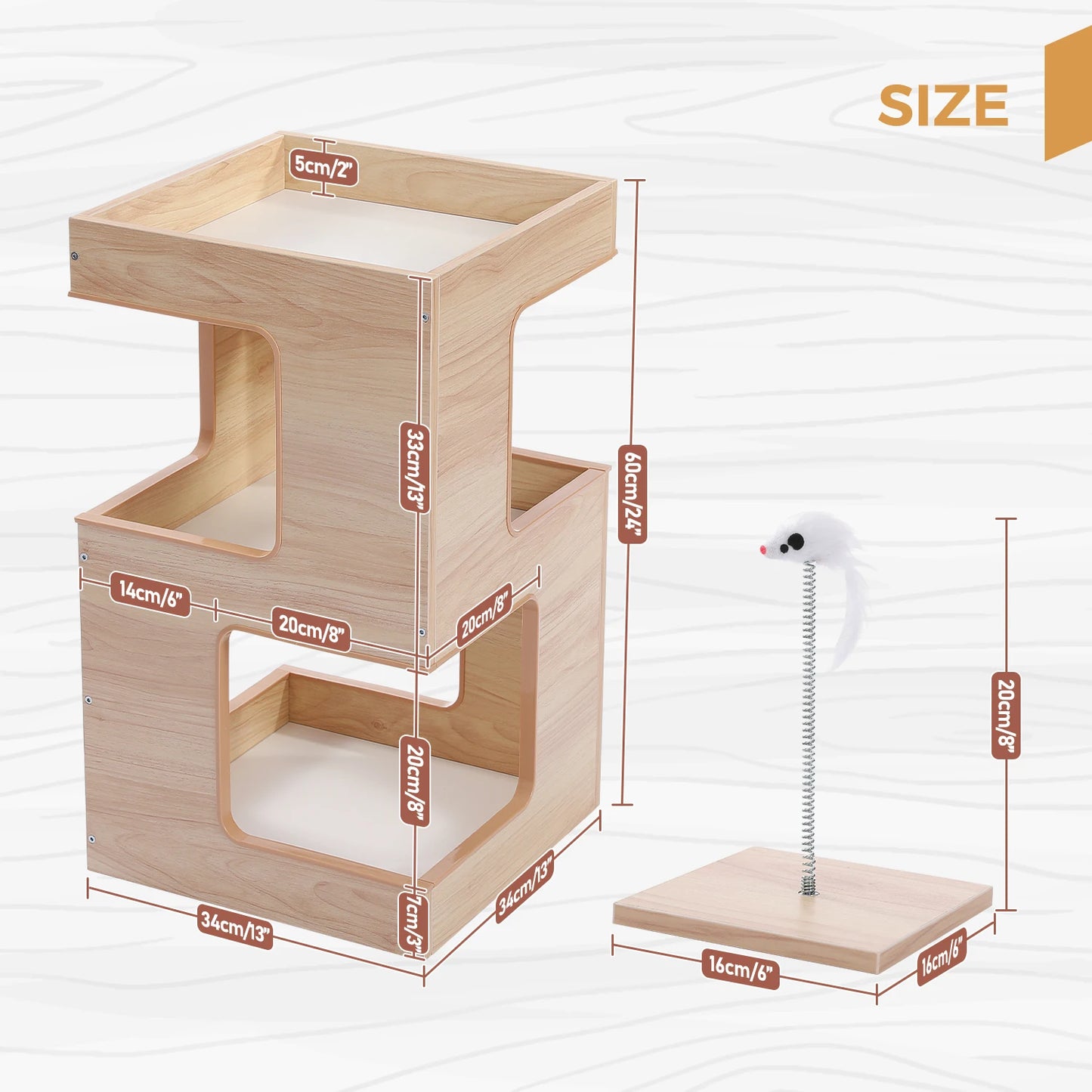 PAWZ Road Wood Cat Condo With Removable Mats And Scratching Pad