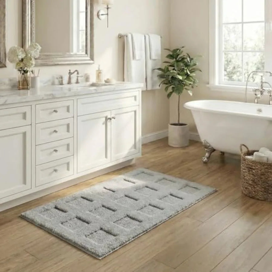 Non Slip Washable Plush Shaggy Bath Mat Soft Water Absorbent