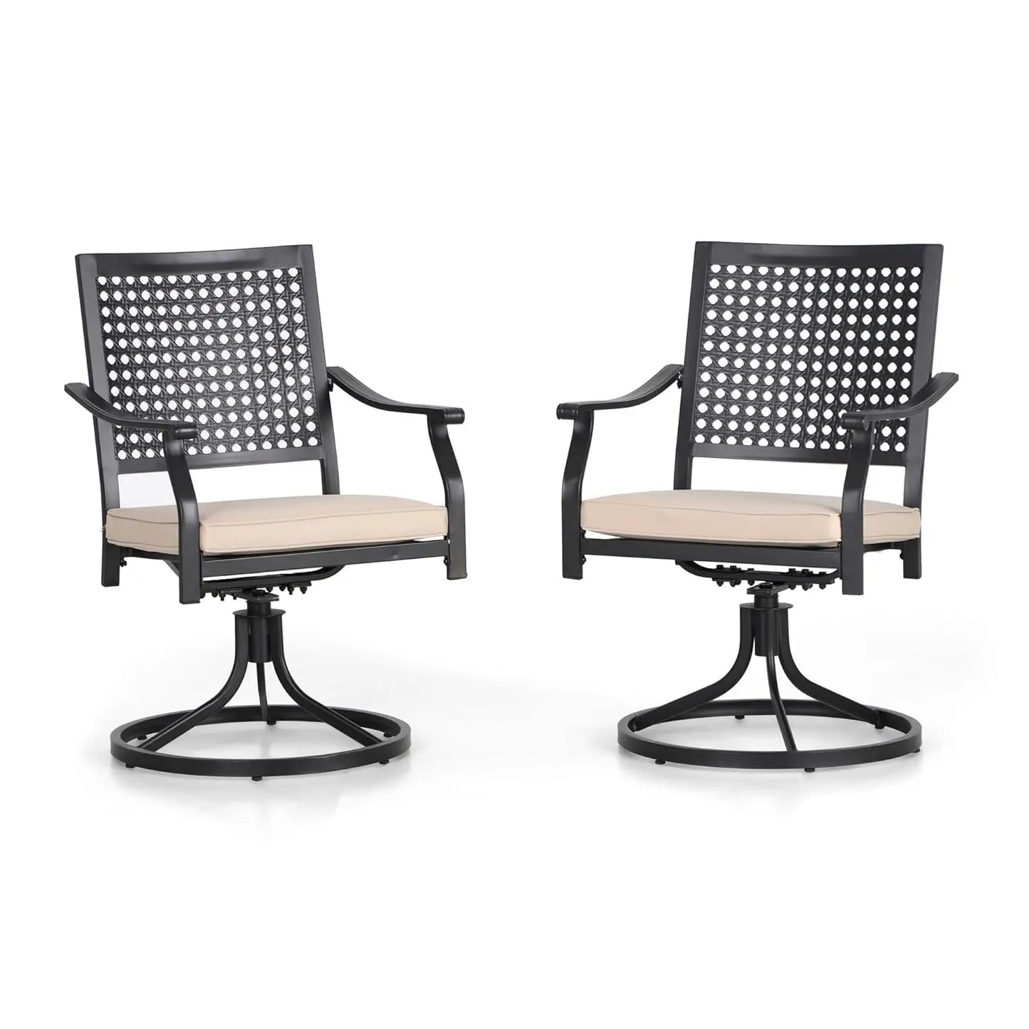 Outdoor Metal Swivel Chairs Set Of 2 With Cushions