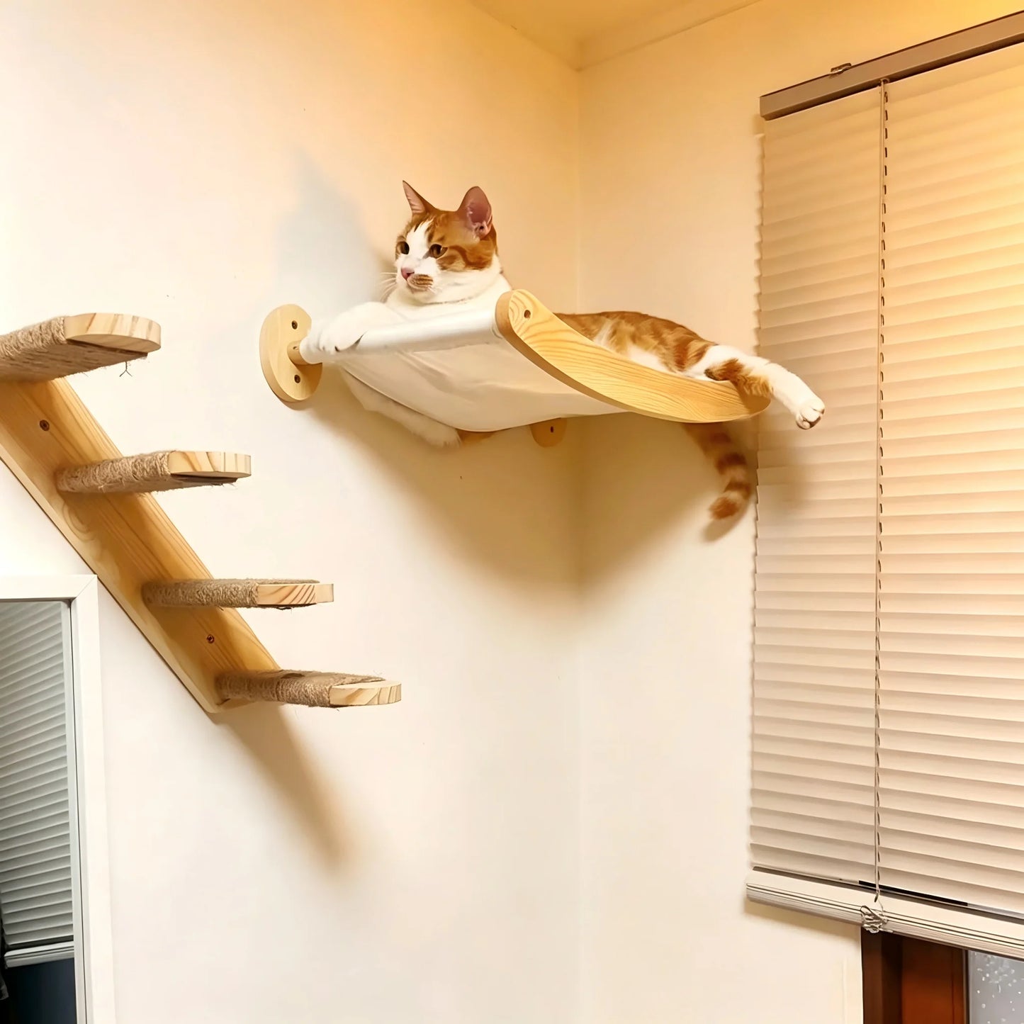 CWV Cat Hammock And Stairway Wall Mounted Scratching Furniture