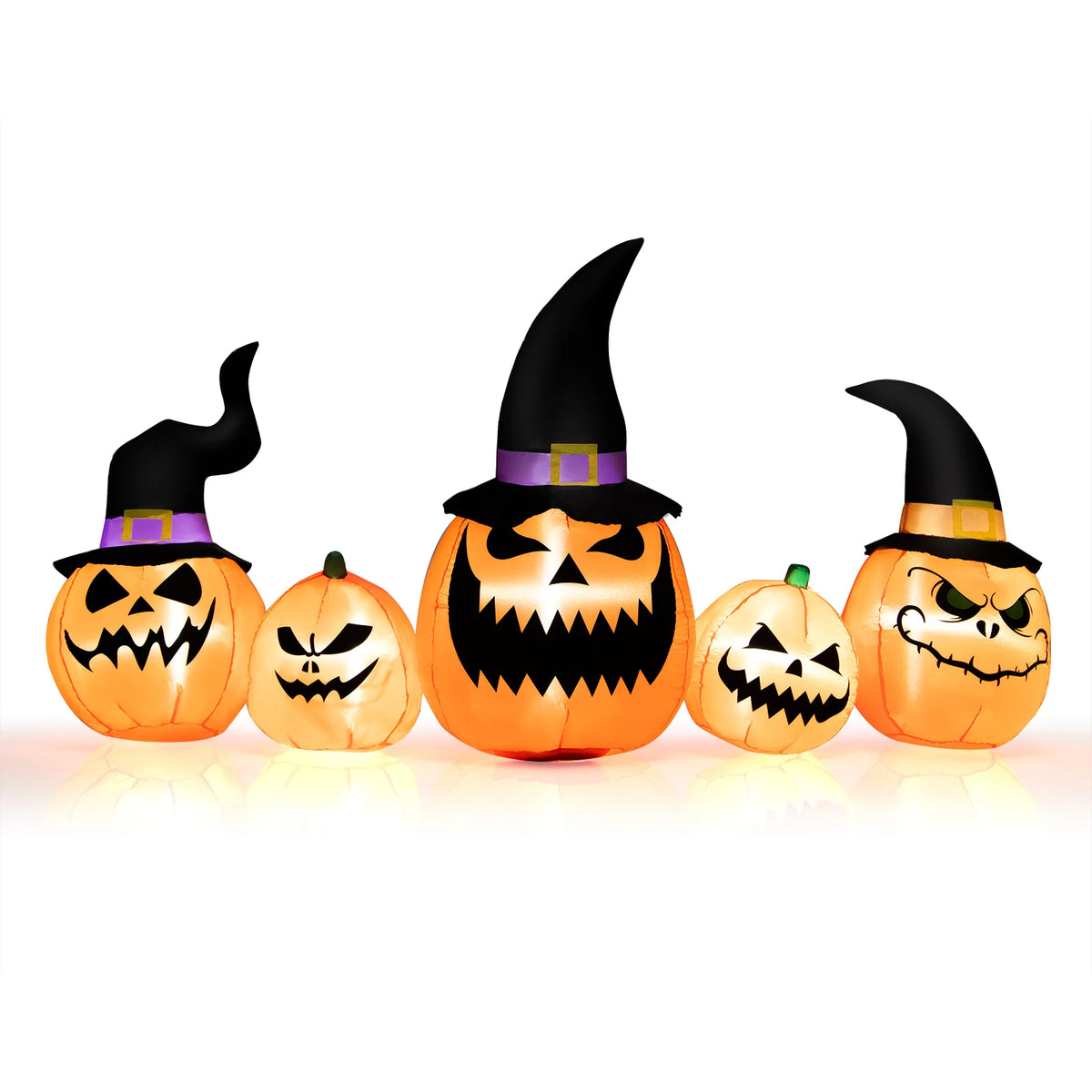 LIFEZEAL Halloween Inflatable Pumpkin With Witch Hat and LED Lights