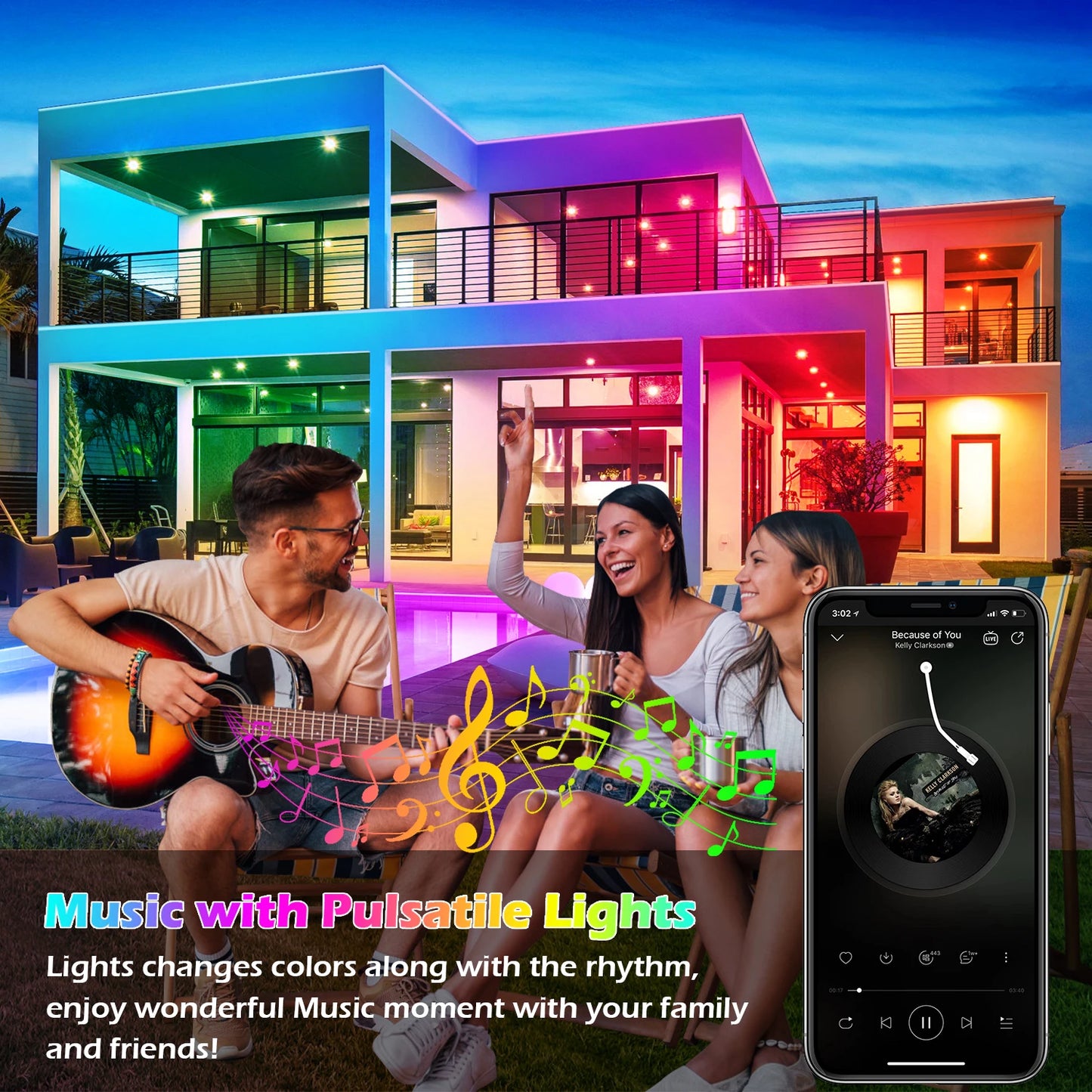AILBTON Outdoor IP65 RGB LED Strip Lights With App Control