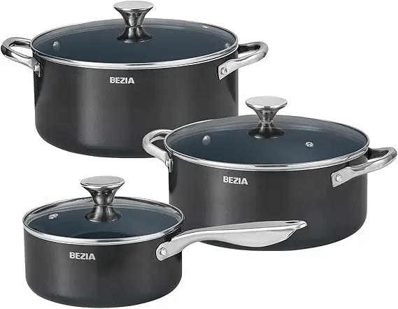 Induction Cookware Set 6-Piece, Stackable Kitchen Cooking Pots Set, 6qt 4.8qt & 2qt Pots with Lids, Dishwasher Safe & Oven Safe,