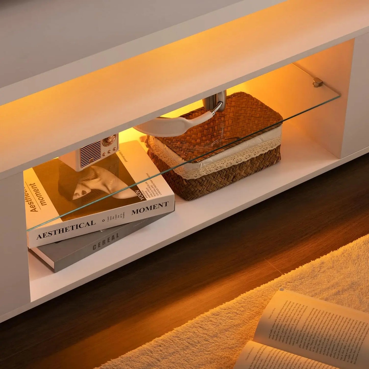 Modern Wooden TV Stand With Storage For Living Room Entertainment