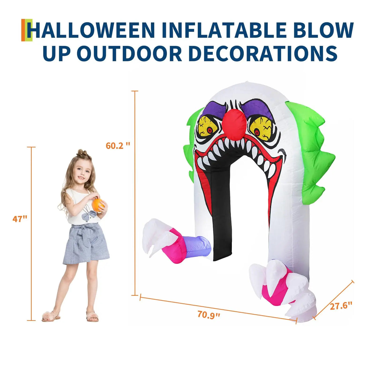HiMISS Halloween Inflatable Clown Arch With LED Lights for Parties
