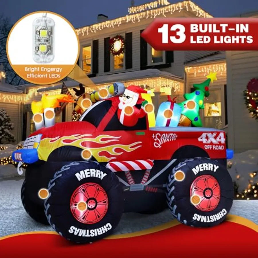 OLOEY Outdoor Christmas Inflatable Santa Monster Truck Decor
