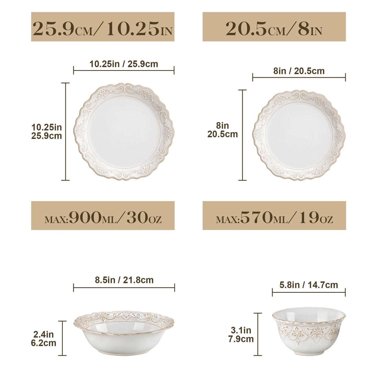 MALACASA Stoneware Dinnerware Set Western Style For Everyday Use