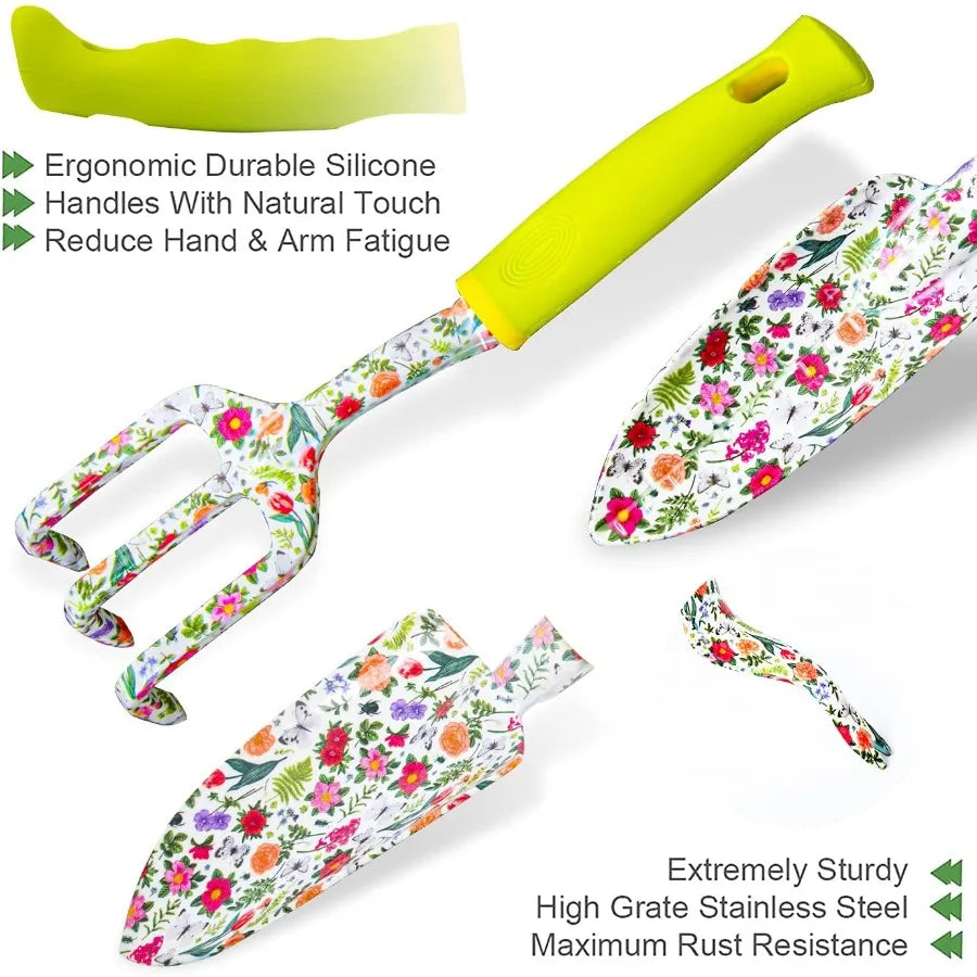 9Piece Heavy Duty Aluminum Garden Tool Set with NonSlip Rubber Grip for Outdoor Planting and Soil Maintenance Ideal for Gardeni