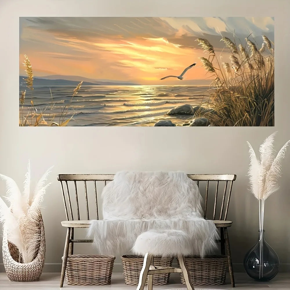 Sunset Beach Art Seascape Canvas Painting For Home Decor