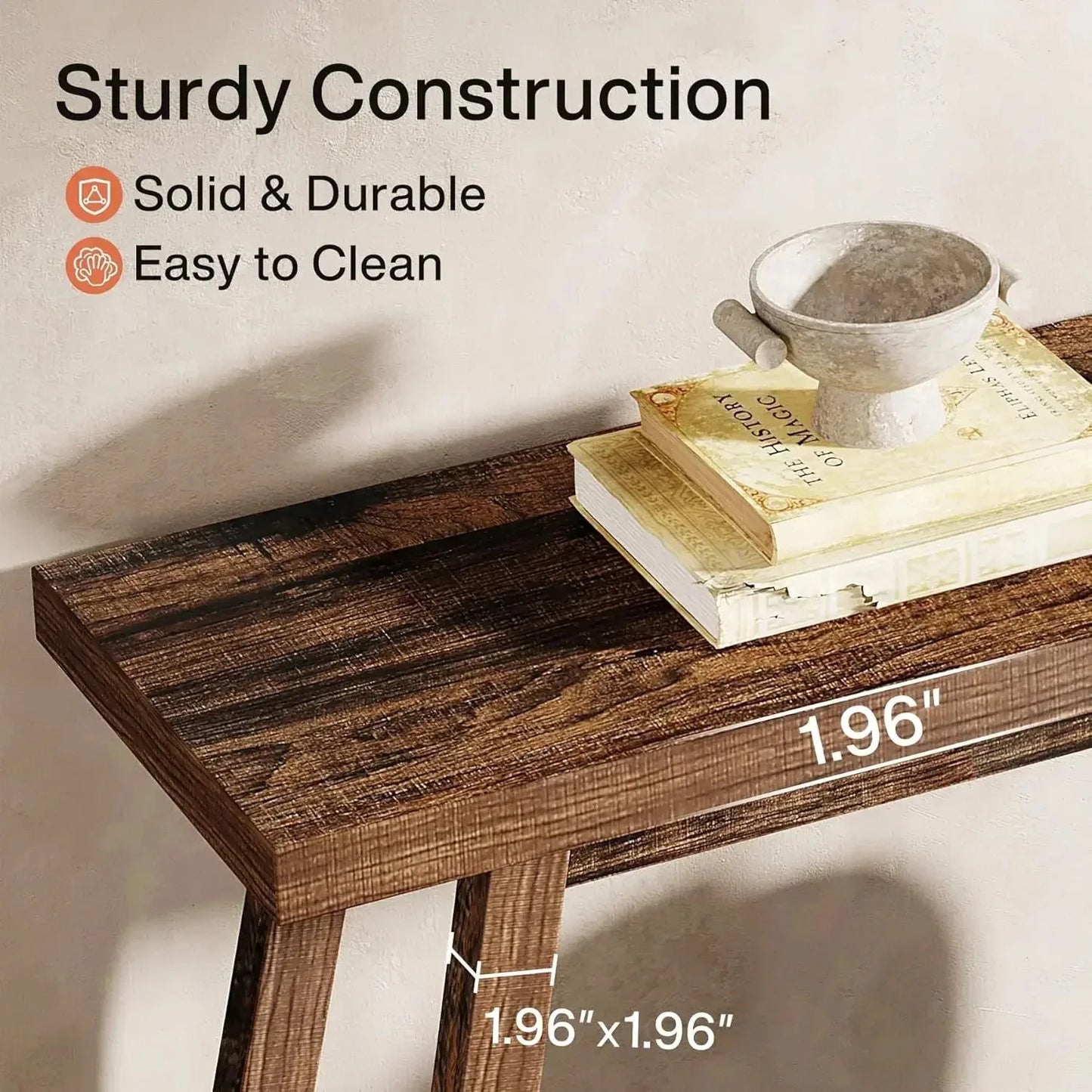 70.9 Inches All Wood Console Table for Entrance, 2 Tiers Narrow Long Behind Couch Sofa Table for Hallway, Living Room, Brown