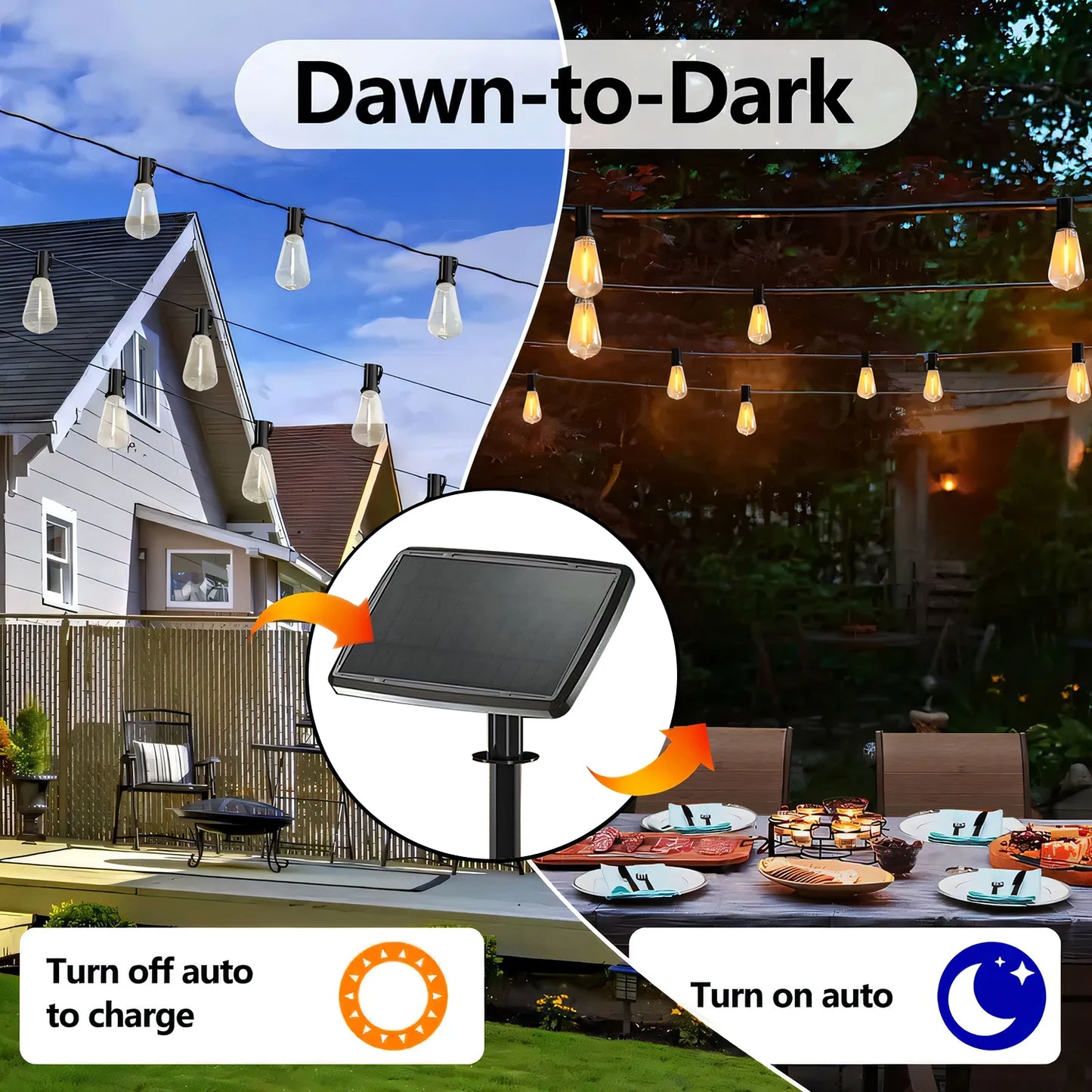 GUPUP Solar String Lights Outdoor 24 LEDs Warm White