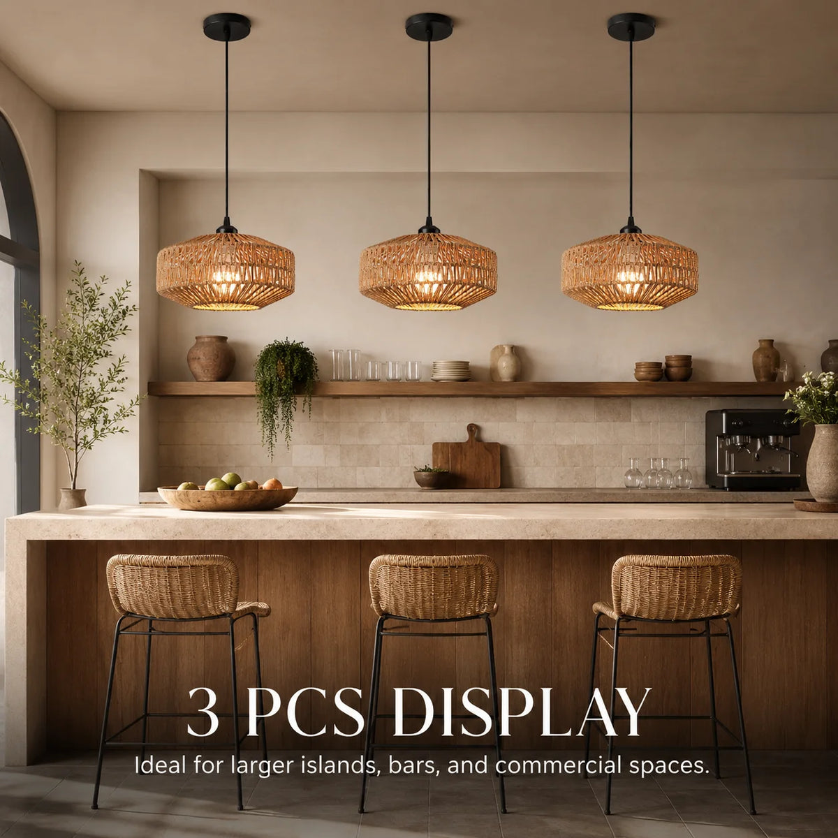 JOYINLED Boho Woven Paper Rope Pendant Light Ceiling Fixture