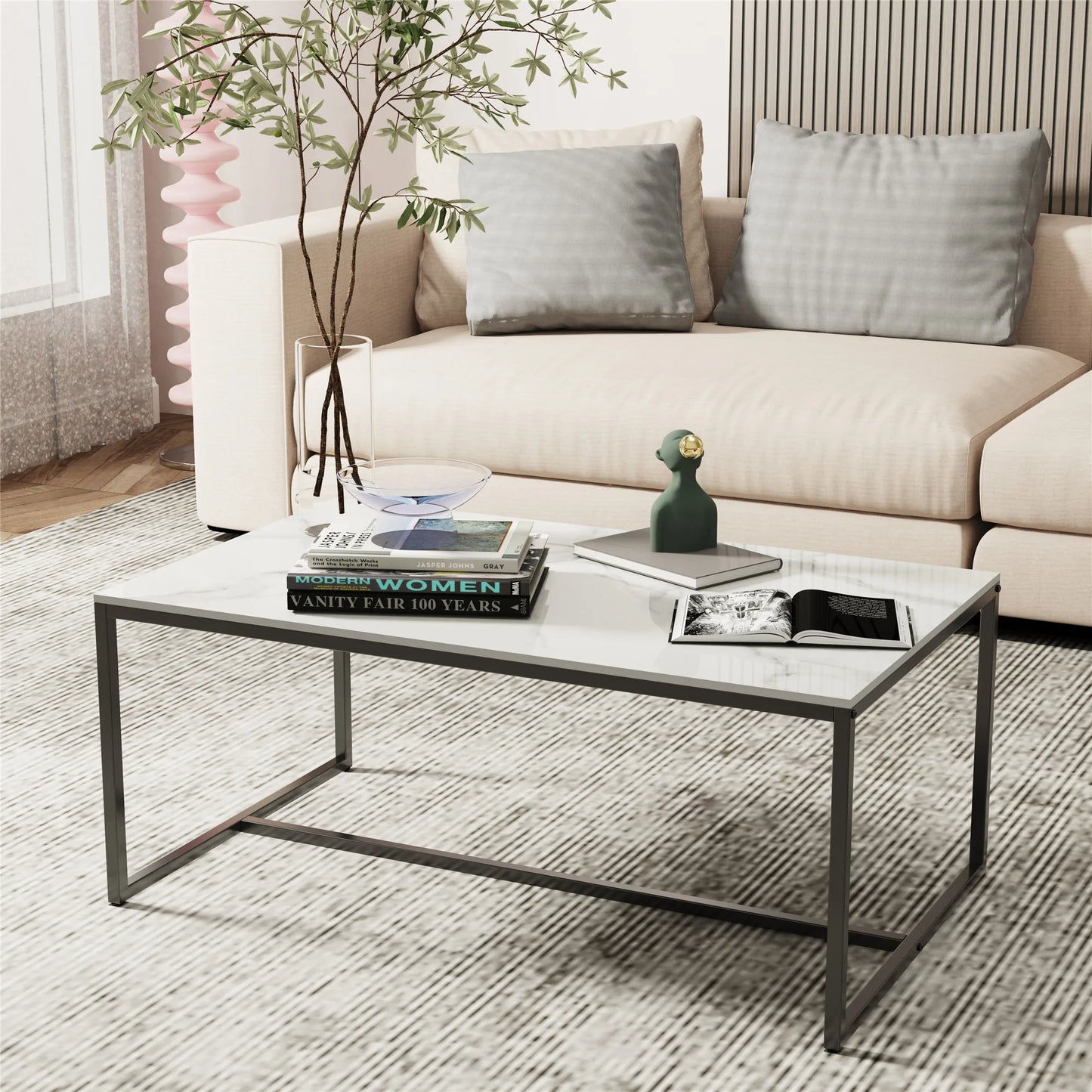 Wisfor Sintered Stone Coffee Table With Metal Frame
