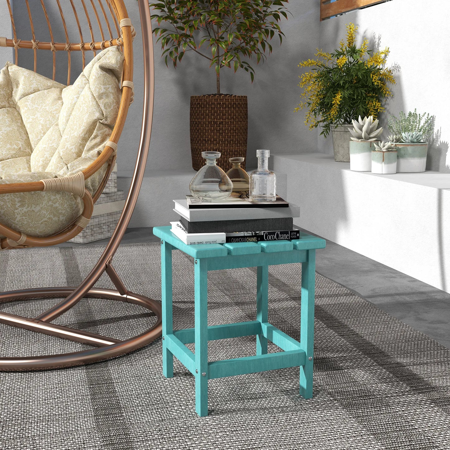 Outdoor Plastic Side Table For Patio And Garden Weather Resistant