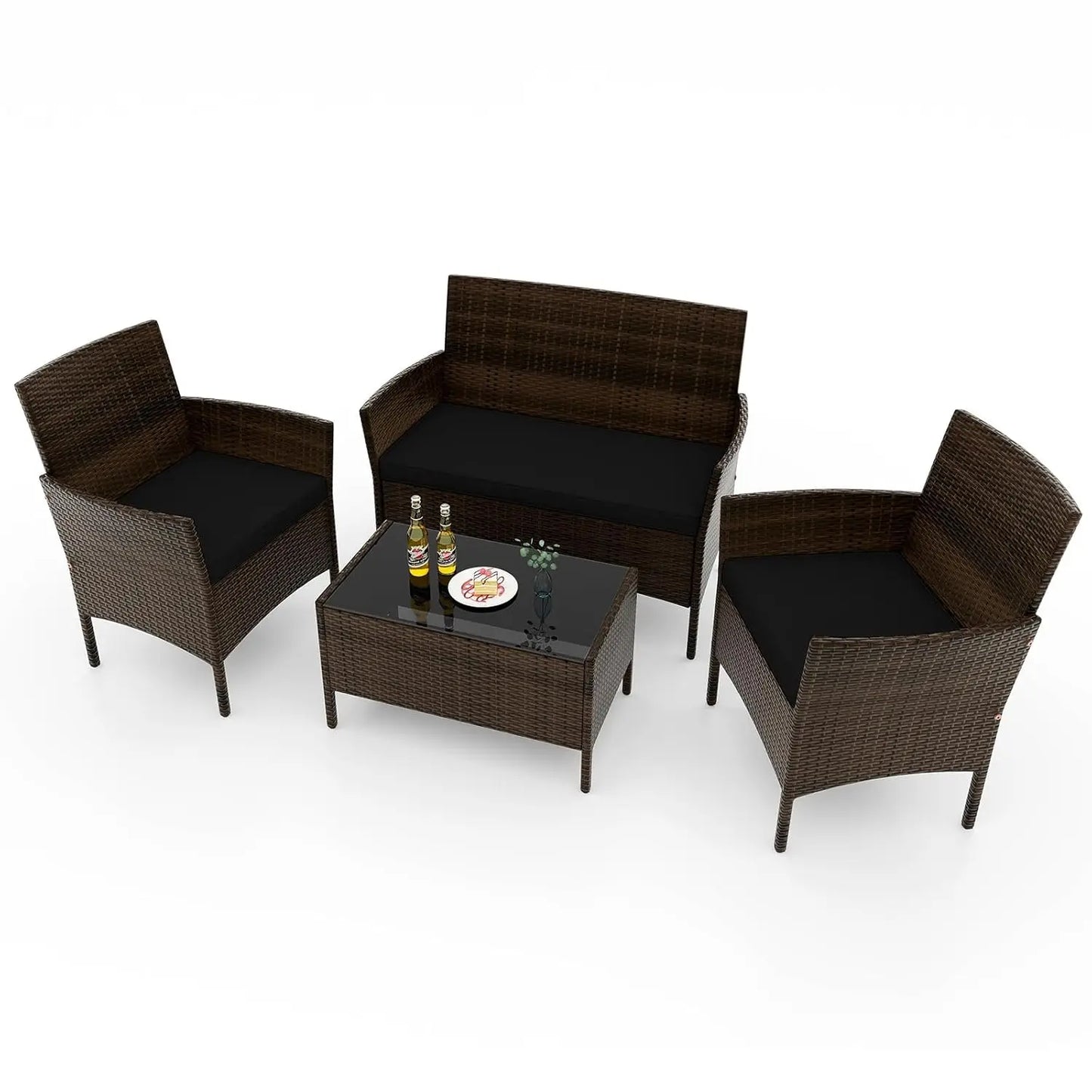Rattan Outdoor Patio Furniture Set With Cushions And Coffee Table