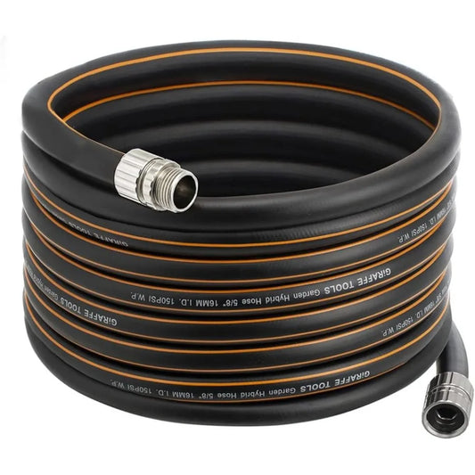 Garden Hose 5/8 Custom Length Heavy Duty No Kink Flexible Rubber Garden Hose Leakproof Water Hose 600 Burst PSI 50ft Male to Fe