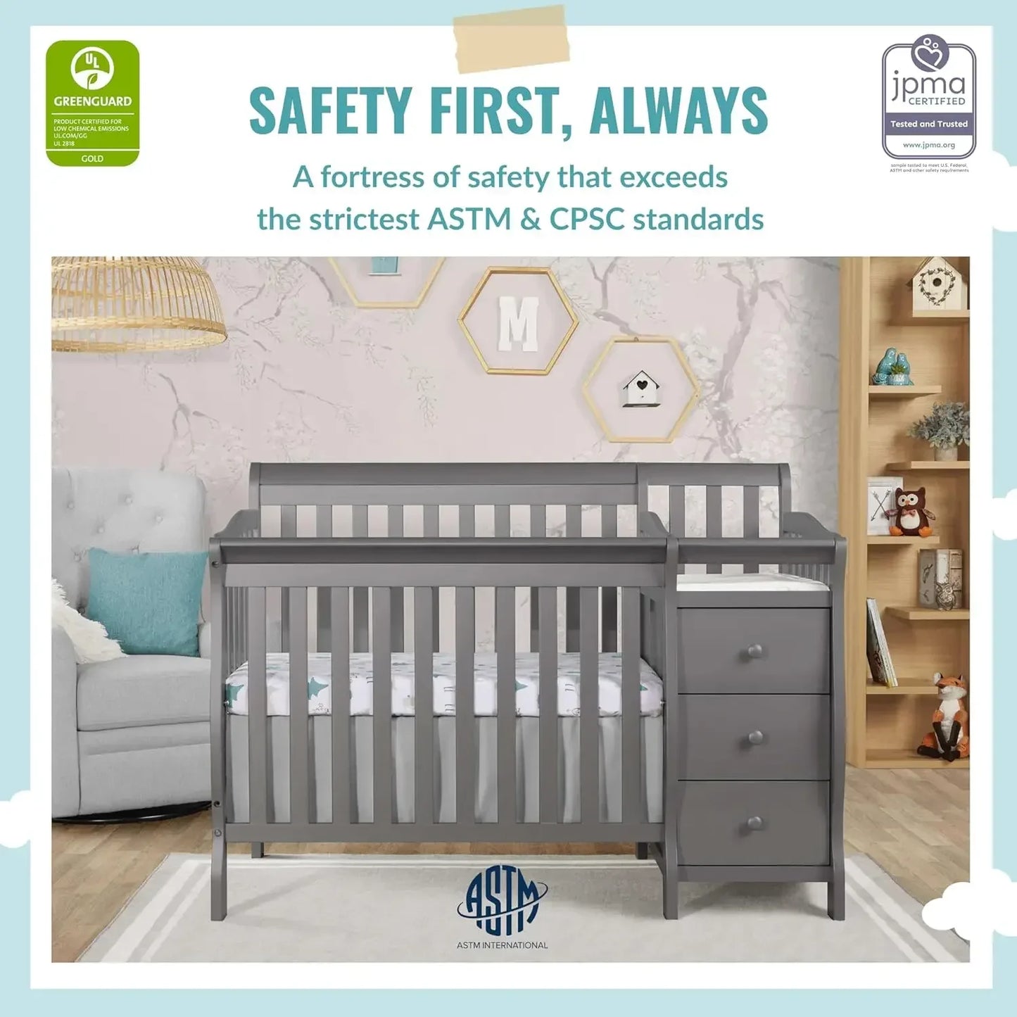 Jayden 4 In 1 Mini Convertible Baby Crib And Changer