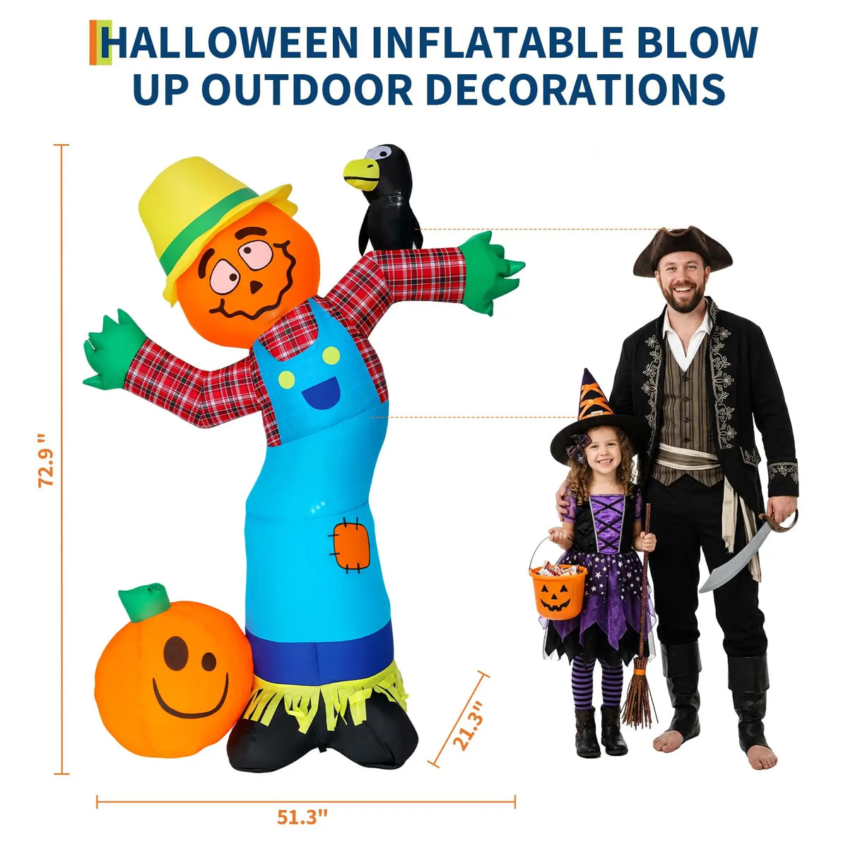 HiMISS Halloween Pumpkin Scarecrow Inflatable Outdoor Yard Decoration