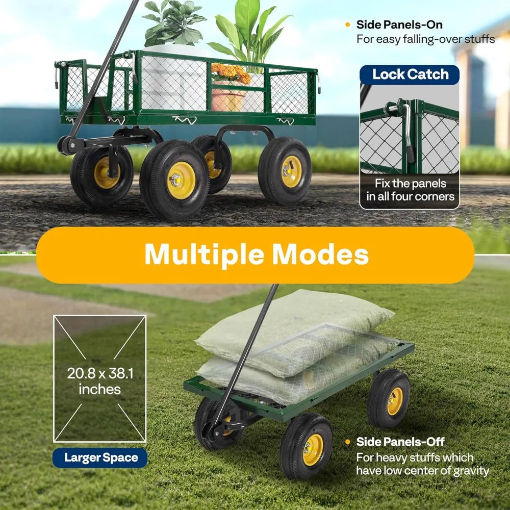 Heavy Duty 880 Lbs Capacity Mesh Steel Garden Cart
