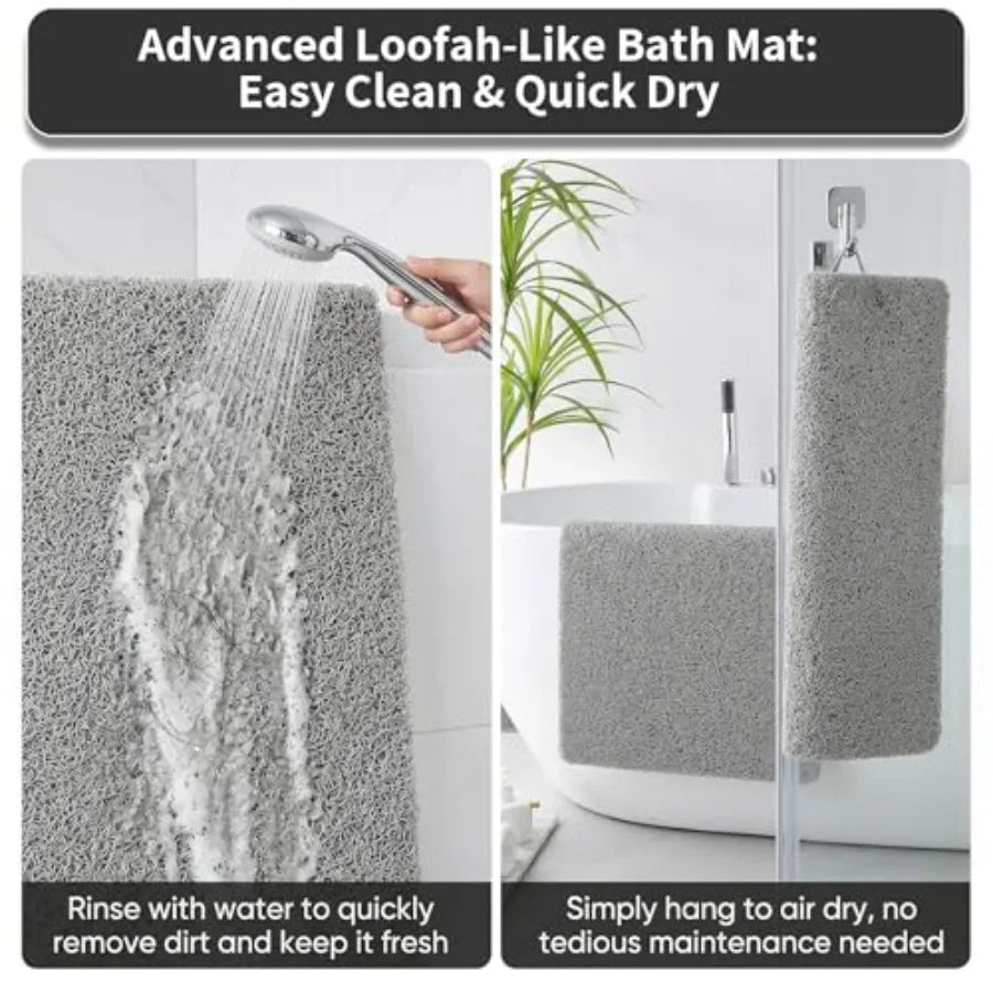 Non Slip PVC Loofah Shower Mat for Tub, Quick Drying
