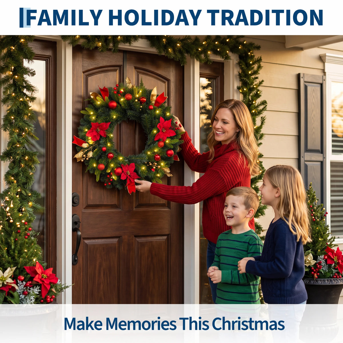 Artificial Christmas Wreath With Led Lights For Home Decor