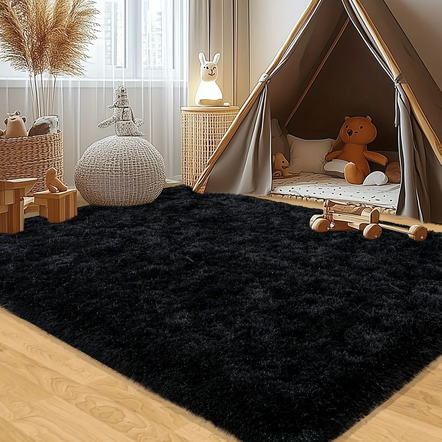 Noned Plush Area Rug Aubusson Design Shag Bedroom Decor