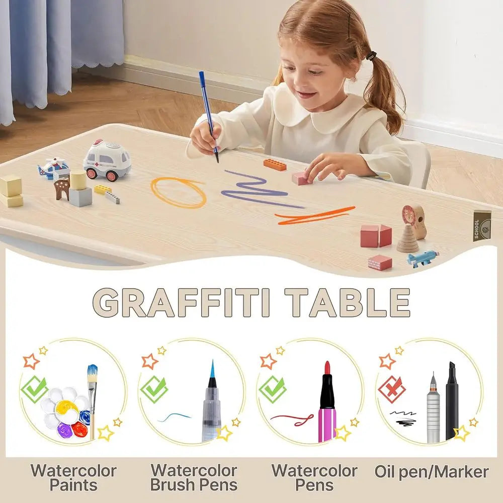 Height Adjustable Kids Study Table And Chair Set With Modern Style
