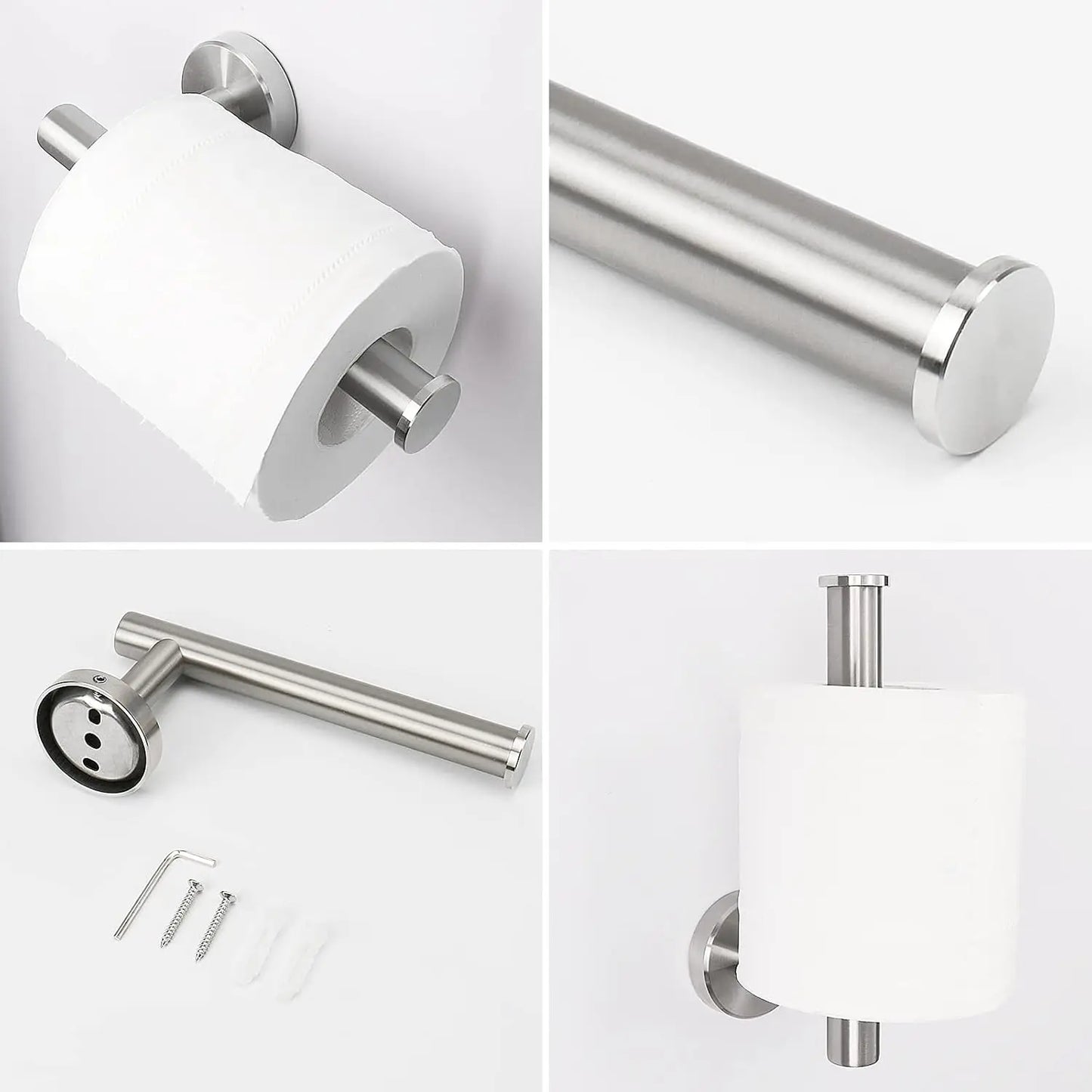 Bathroom Towel Ring and Toilet Paper Holder Set, Brushed Nickel Stainless Steel, Wall Mounted