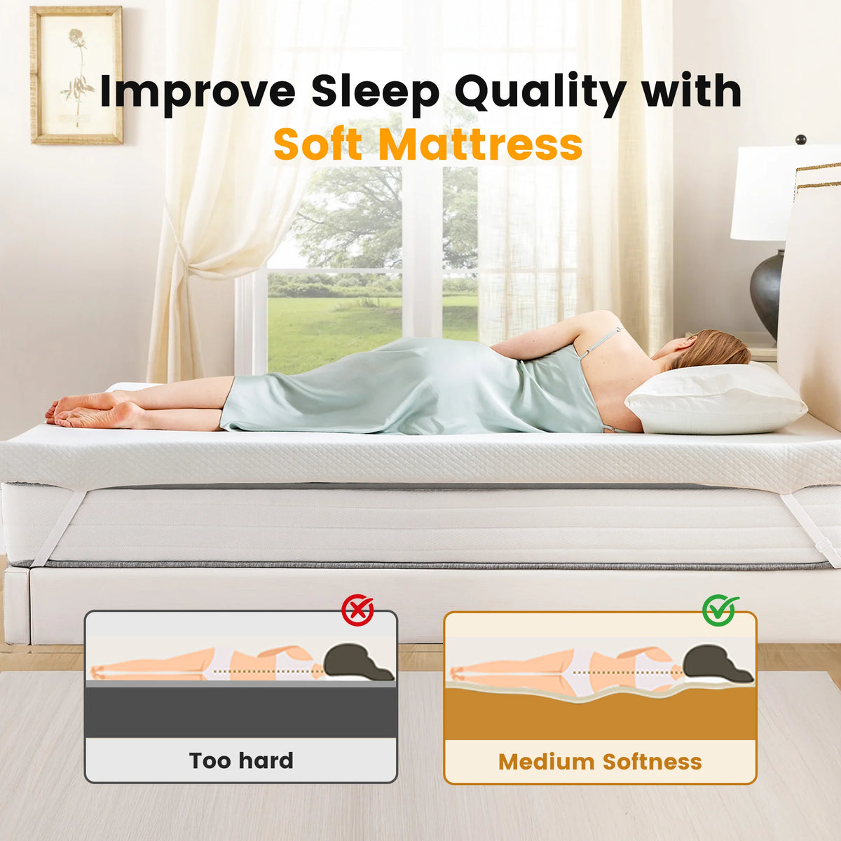 MCQ Gel Infused Memory Foam Mattress Topper With Cooling Cover