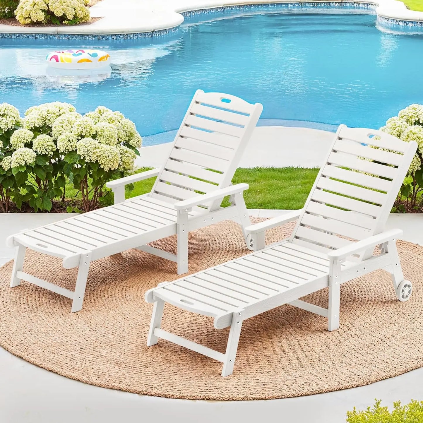 HDPS Outdoor Chaise Lounges Set Of 2 With 5 Position Adjustable