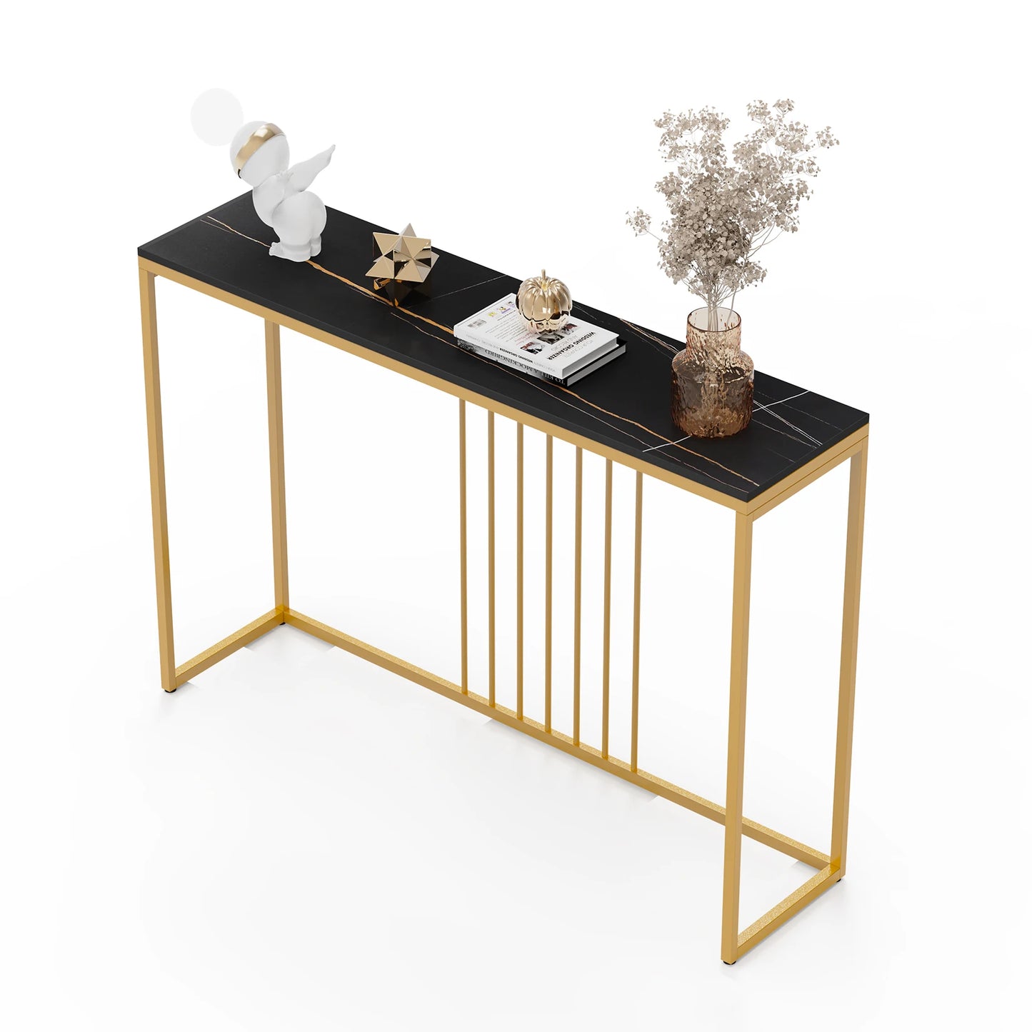 Bingopaw Console Table With Sintered Top And Metal Legs Hallway