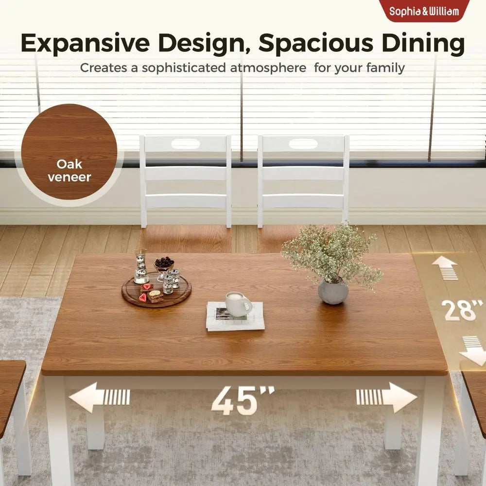 XMSJ 5 Piece Dining Table Set For 4 Wood Farmhouse Kitchen
