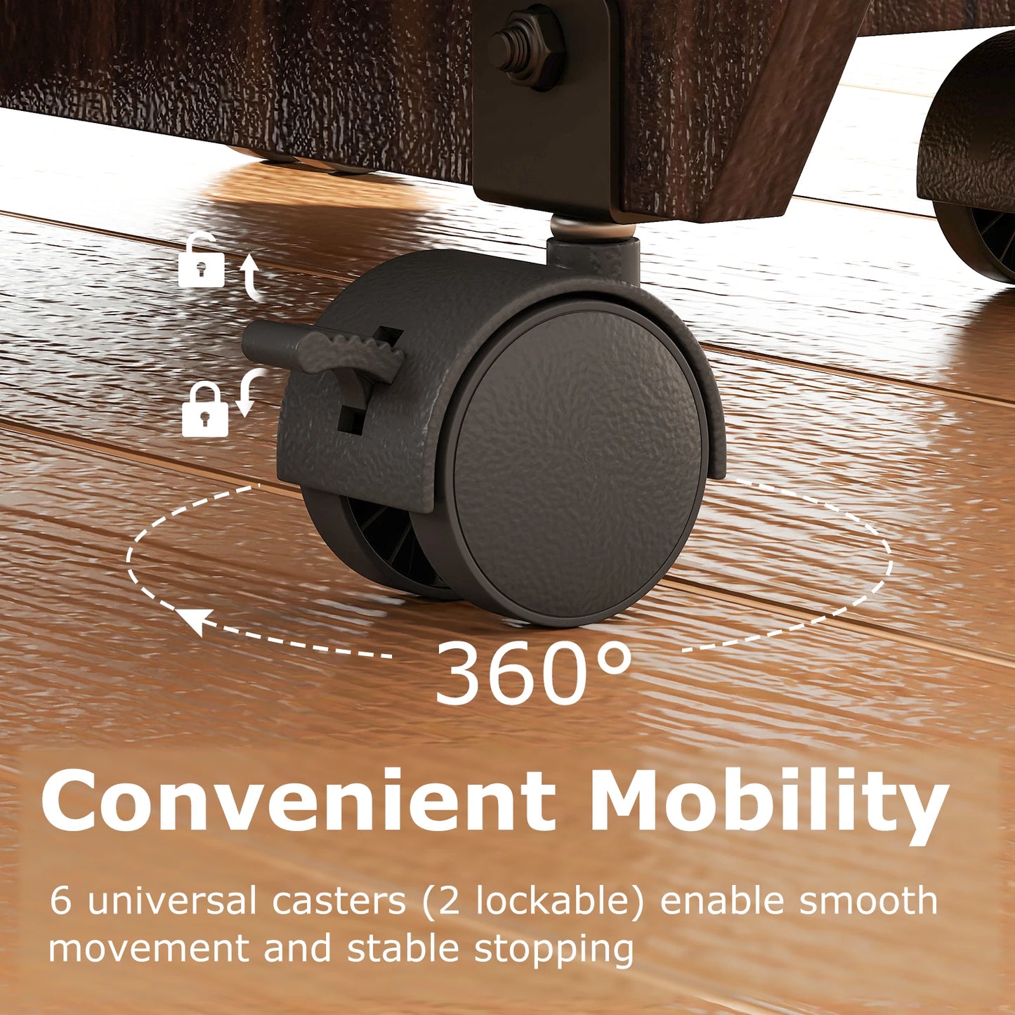 HOMASIS Folding Dining Table With Lockable Wheels for Small Spaces