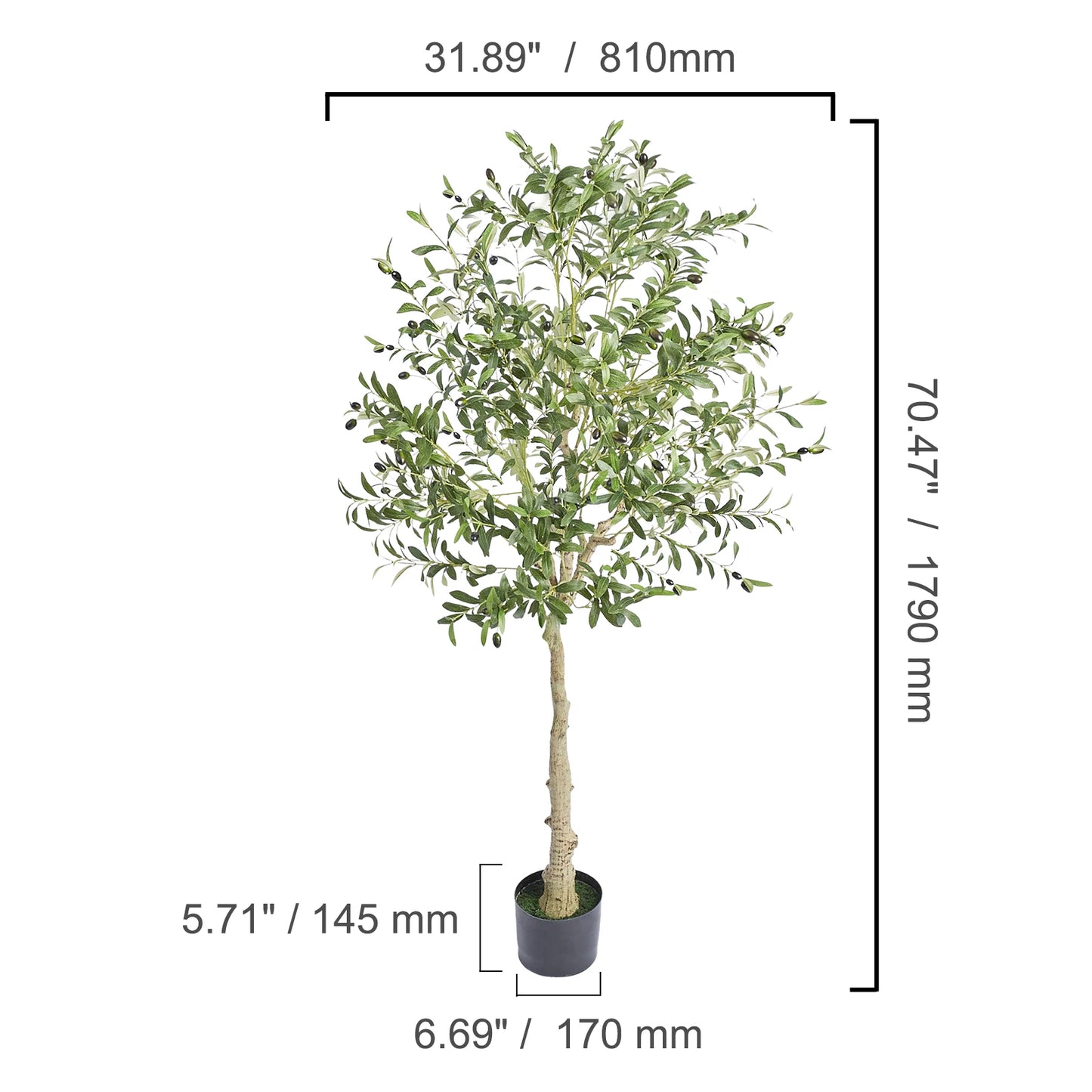 SucceBuy Artificial Olive Tree Tall Faux Plant With Anti Tilt Protection