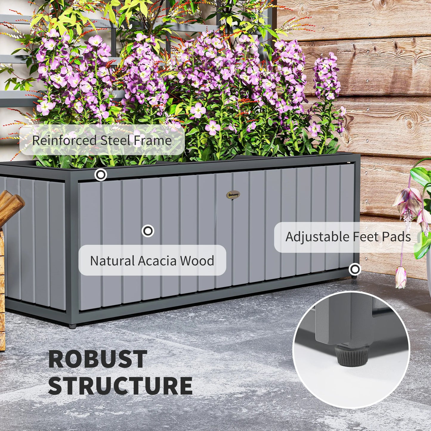 Raised Garden Bed With Trellis Planter Box And Removable Pots