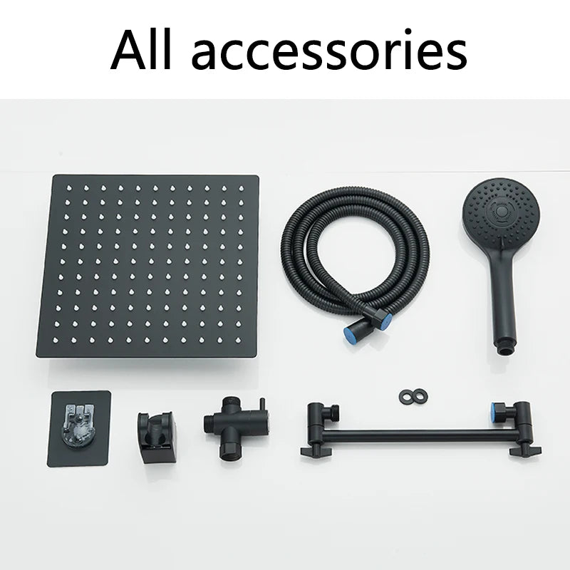 Square Stainless Steel Shower Kit With Luxury Hand Shower and Valve
